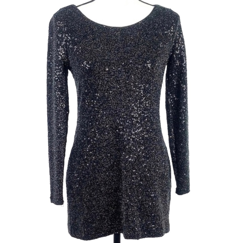 Express Black Sequin bodycon Mini-Dress